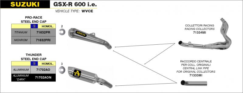 Arrow Racing Verbindungsrohr Suzuki GSX-R 600 / 750, 2006-2007