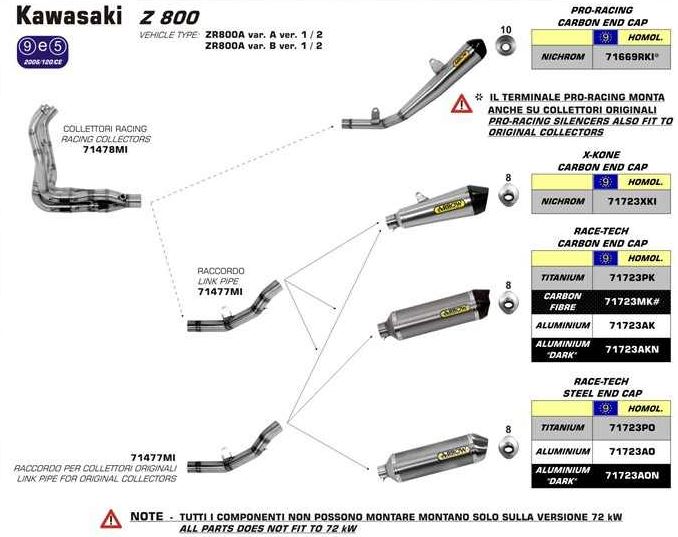 Arrow Verbindungsrohr Kawasaki Z 800/e, 2013-2016