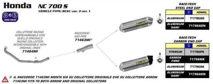 Arrow Verbindungsrohr Honda NC 700 S/X, 2012-2014